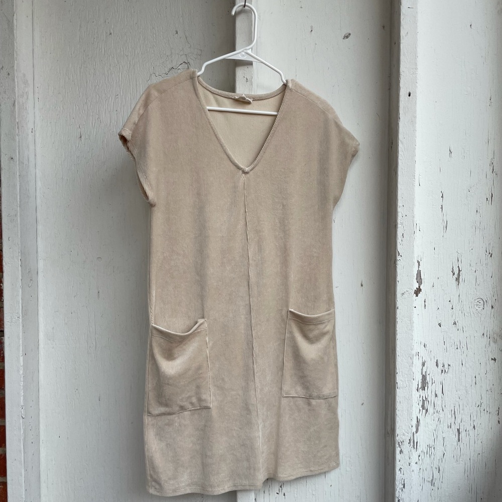 Soft Corduroy V-Neck Dress